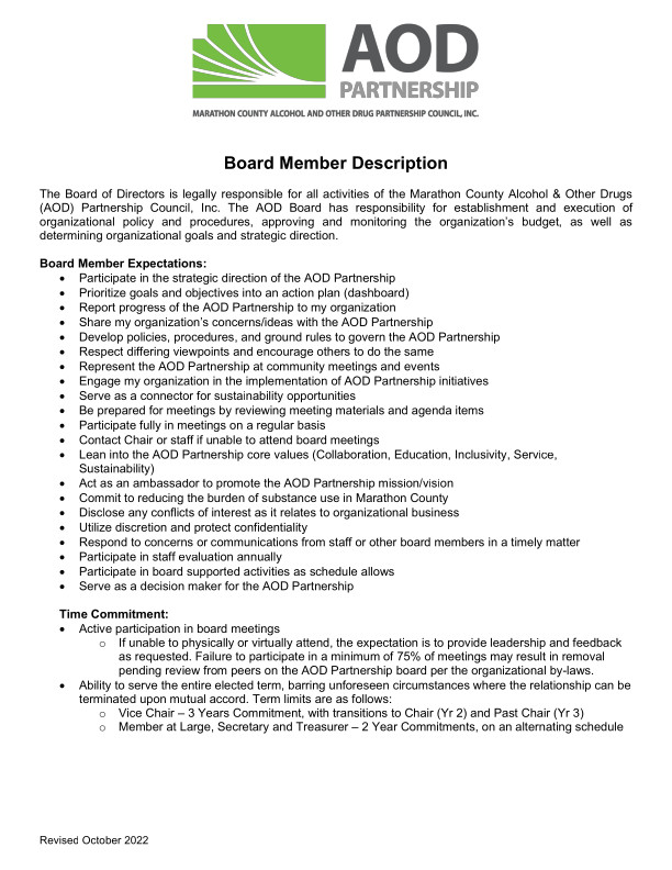 Thumbnail of Board Member Description document. Click for more information.