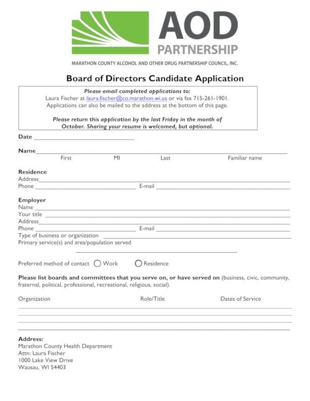 Thumbnail of Board Member Candidate Application document. Click for more information.