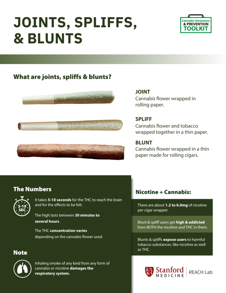 THC Joints, Spliffs, & Blunts Information sheet, click for more information